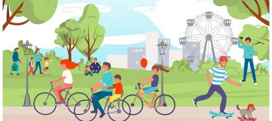 disegni di persone che corrono e vanno in bici